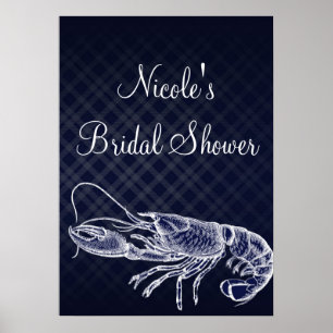Vintage-Hummer Navy Blau Elegantes Poster-Banner Poster