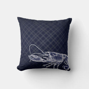 Vintage-Hummer Navyblau Elegant Meeresfrüchte Ozea Kissen