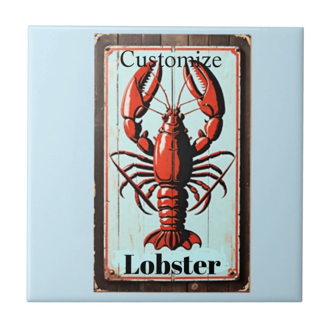 Vintage-Hummergeichen Thunder_Cove Fliese (Vorderseite)