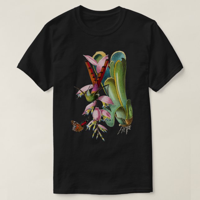 Vintage Hummingbird Bird Illustration Animal Lover T-Shirt (Design vorne)