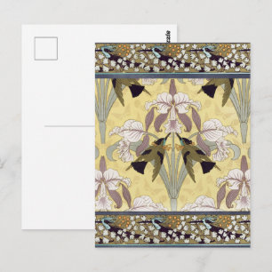 Vintage Hummingbird-Orchidee Art Nouveau-Muster Postkarte