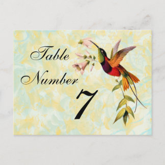 Vintage Hummingbird Tischnummer Card