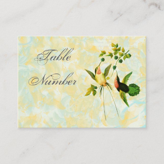 Vintage Hummingbird Tischnummer Cards Platzkarte (Vorderseite)