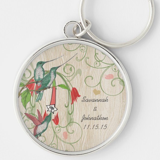 Vintage Hummingvögel Hochzeiten Schlüsselanhänger (Vorne)
