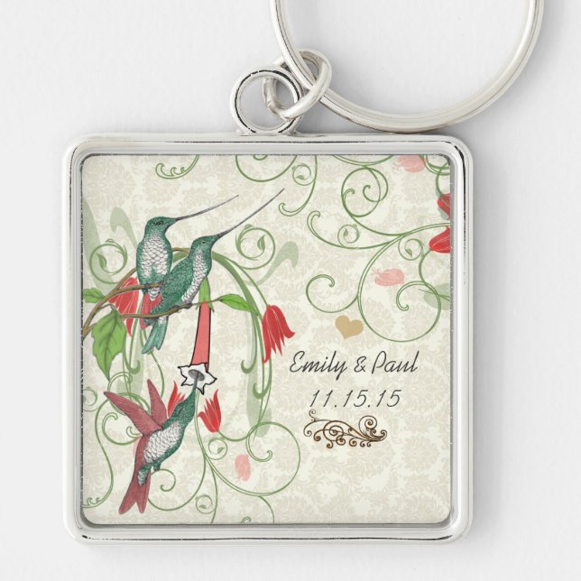 Vintage Hummingvögel Hochzeiten Schlüsselanhänger (Vorne)