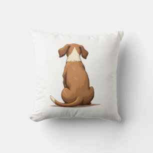 Vintage-Hund-Illustration von hinten, braun und we Kissen