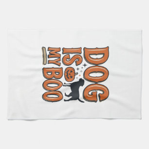Vintage-Hund ist mein Boo-Halloween-Shirt-Design_1 Geschirrtuch