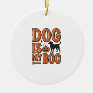 Vintage-Hund ist mein Boo-Halloween-Shirt-Design_1 Keramik Ornament