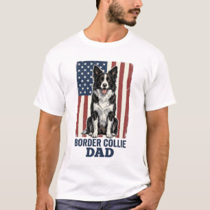 Vintage-Hund-Shirt-Design Border Collie Dad Patrio T-Shirt