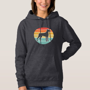 Vintage-Hund-Sonnenuntergangs-Silhouette-Vektordes Hoodie