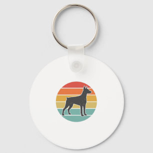 Vintage-Hund-Sonnenuntergangs-Silhouette-Vektordes Schlüsselanhänger