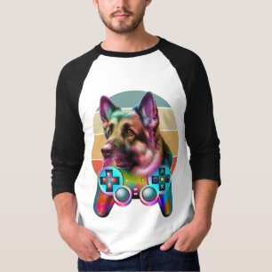 vintage Hund und Gamer-Konsole T-Shirt