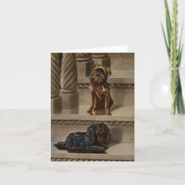 Vintage Hunde auf einer Treppe Hinweis Karte