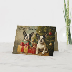 Vintage Hunde Boston Terriers Frohe Weihnachten