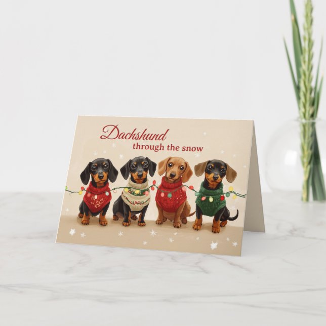 Vintage Hunde Dackel Frohe Weihnachten (Vorderseite)