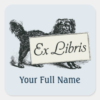 Vintage-Hunde-Ex-Libris-Bookplate, Buchlabel Quadratischer Aufkleber