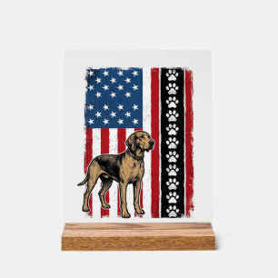 Vintage-Hunde-Flagge Pfotenabdruck Patriotisches-S Acrylschild