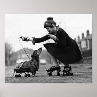 Vintage Hunde Fotos Dackel Hunde Retro Haustier Li Poster