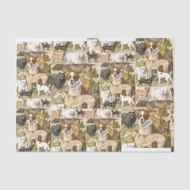 Vintage Hunde malen Seidenpapier (Vorderseite)