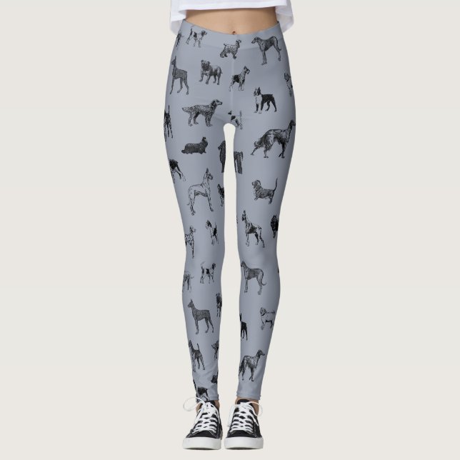 Vintage Hunde (Schwarzes) Leggings (Vorderseite)