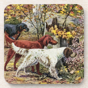 Vintage Hunde Setter Trio Untersetzer