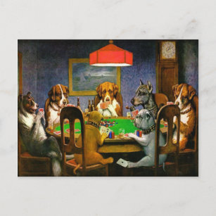 Vintage Hunde spielen Poker Postkarte