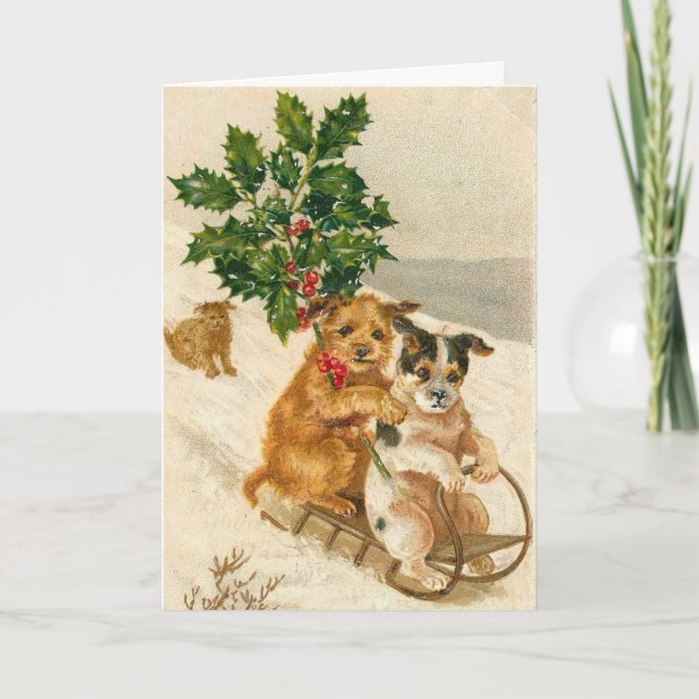 Vintage Hunde, Weihnachten (Vorderseite)