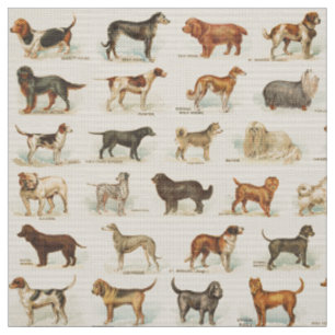 Vintage Hundezeichnungen Gemustert Stoff