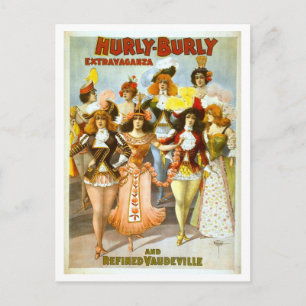 Vintage Hurly-Burly-Vaudeville-Werbung Postkarte