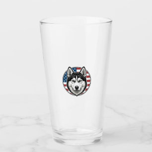 Vintage Husky Patriotischer Hund Vector-Shirt-Desi Glas