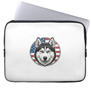 Vintage Husky Patriotischer Hund Vector-Shirt-Desi Laptopschutzhülle