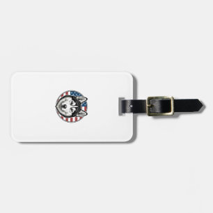 Vintage Husky Patriotischer Hund Vektor-Shirt Desi Gepäckanhänger