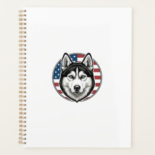Vintage-Husky-patriotischer-Hund-Vektor-Shirt-Desi Planer