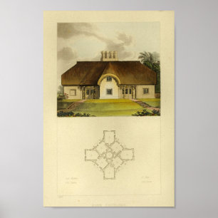 Vintage Hütte 1818 House Design Layout Drucken Poster