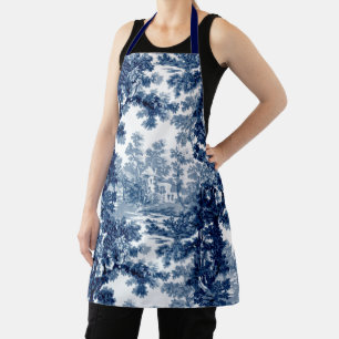 Vintage Hütte Landschaft Toile-Blue & White Schürze