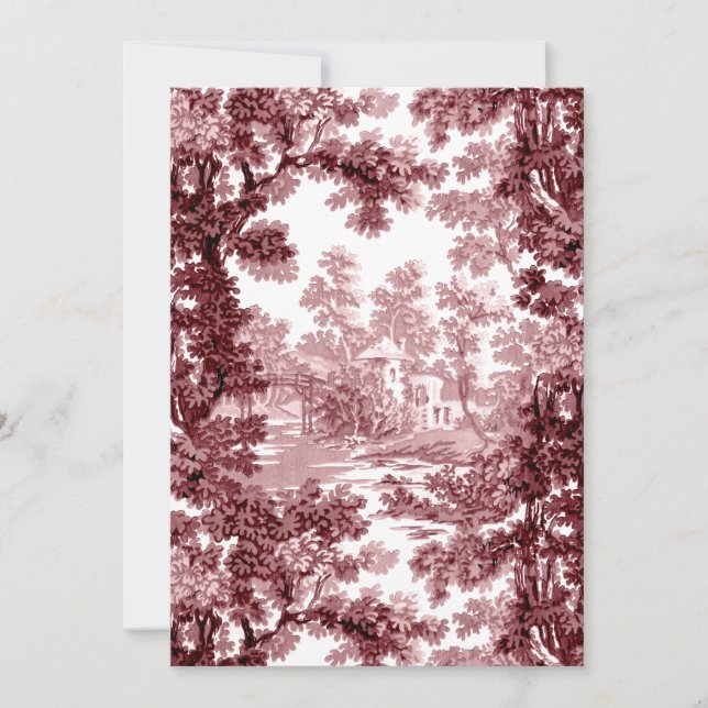 Vintage Hütte Landschaft Toile Pink & White Dankeskarte (Vorderseite)