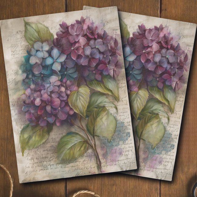 Vintage Hydrangea Botanical Floral Decoupage Seidenpapier (Von Creator hochgeladen)