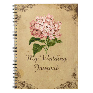Vintage Hydrangea-Hochzeits-Zeitschrift Notizblock