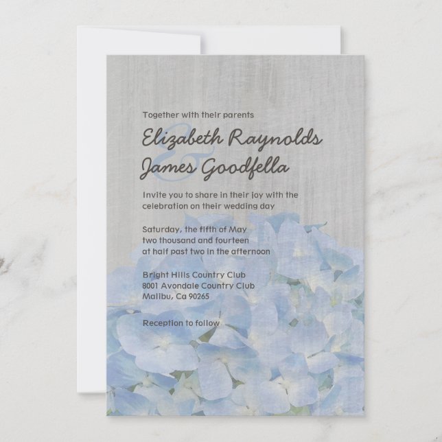 Vintage Hydrangea Hochzeitseinladungen Einladung (Vorderseite)