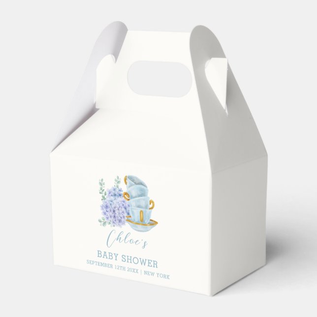 Vintage Hydrangea Tea Brewing Baby Dusche Geschenkschachtel (Vorderseite)