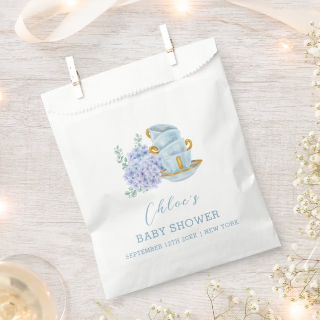 Vintage Hydrangea Tea Brewing Baby Dusche Geschenktütchen (Ausgeschnitten)