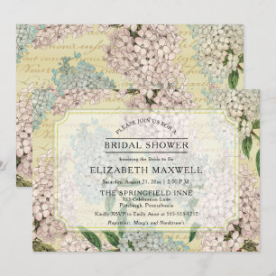 Vintage Hydrangeas   Französisches Ephemera-Brautp Einladung