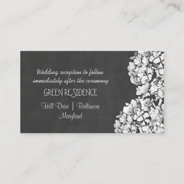 Vintage Hydrangeas-Hochzeitseinlage für Chalkboard Begleitkarte (Vorderseite)