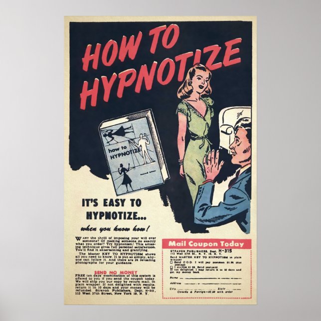 Vintage Hypnotisierung von Werbemitteln Poster (Vorne)