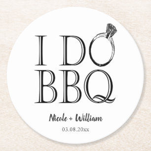 Vintage I Do BBQ Barbecue Landhochzeit Ring Runder Pappuntersetzer