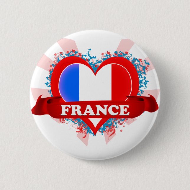 Vintage i-Liebe Frankreich Button (Vorderseite)
