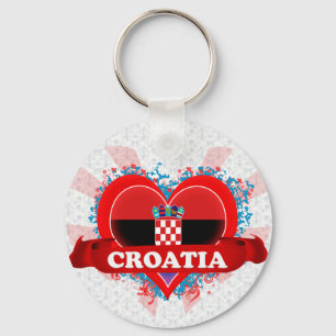 Vintage i-Liebe Kroatien Schlüsselanhänger