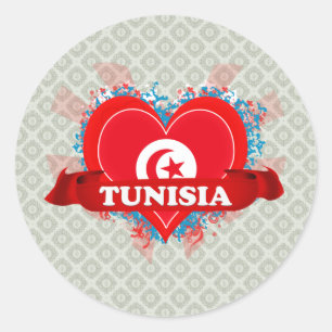 Vintage i-Liebe Tunesien Runder Aufkleber
