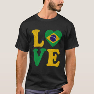 Vintage I Love Brasil Flagge Herz Brasilianische W T-Shirt