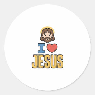 Vintage I Love Jesus Christliches Grafikdesign Runder Aufkleber